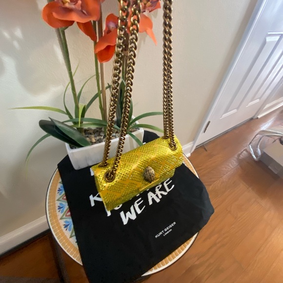 Kurt Geiger London Mini Yellow Embellished Convertible Crossbody - Picture 6 of 9